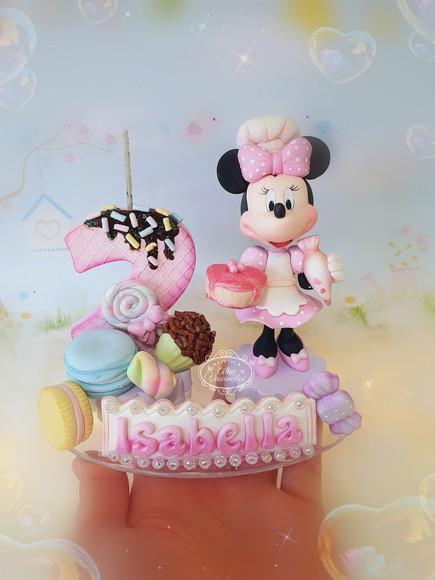 Topo de Bolo Minnie Confeiteira em Biscuit