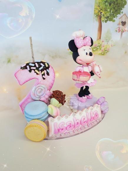 Topo de Bolo Minnie Confeiteira em Biscuit