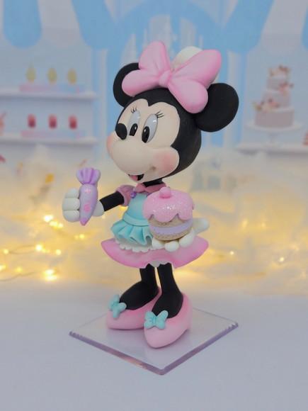 Topo de Bolo Minnie Confeiteira em Biscuit