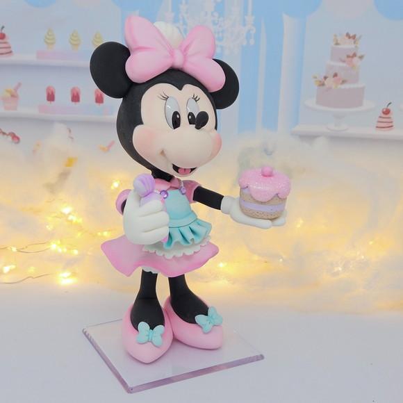 Topo de Bolo Minnie Confeiteira em Biscuit