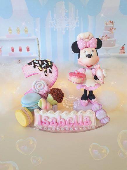 Topo de Bolo Minnie Confeiteira em Biscuit