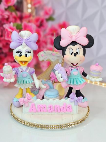 Topo de Bolo Minnie e Margarida Confeiteiras em Biscuit