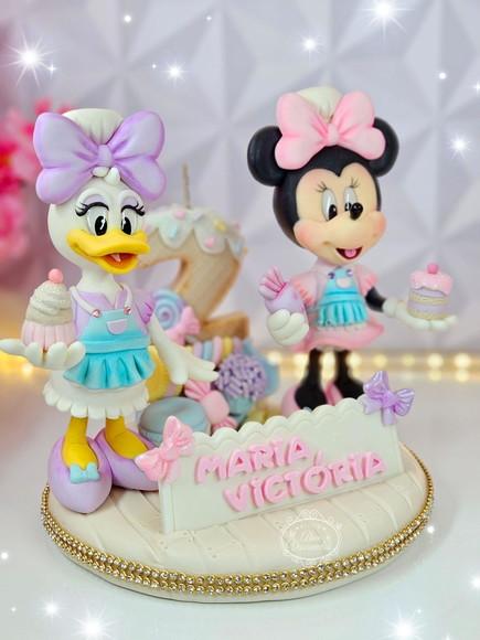 Topo de Bolo Minnie e Margarida Confeiteiras em Biscuit