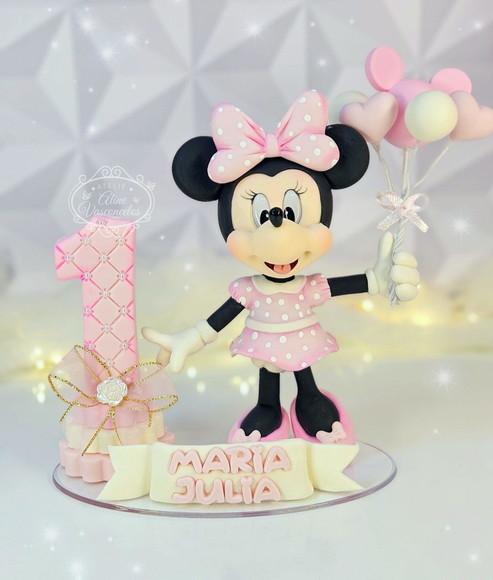 Topo de Bolo Minnie Mouse Personalizada em Biscuit