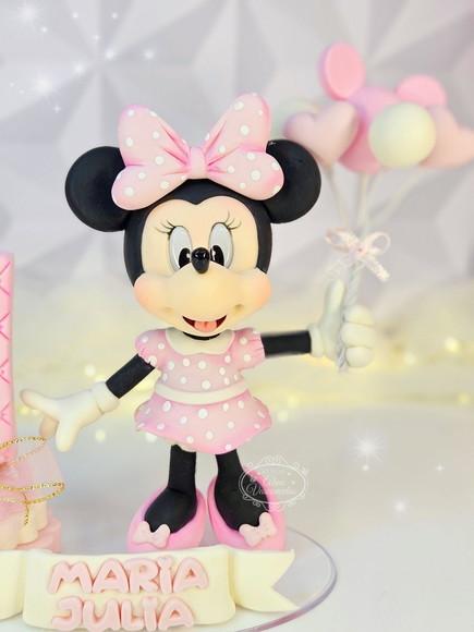 Topo de Bolo Minnie Mouse Personalizada em Biscuit