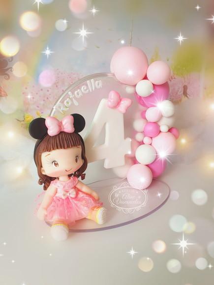 Topo de Bolo Minnie Mouse Personalizada em Biscuit