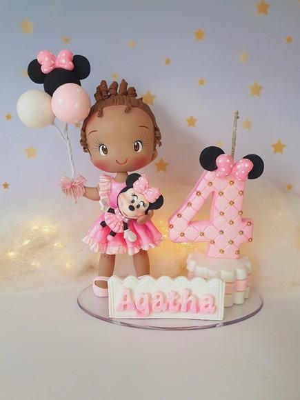 Topo de Bolo Minnie Mouse Personalizado em Biscuit