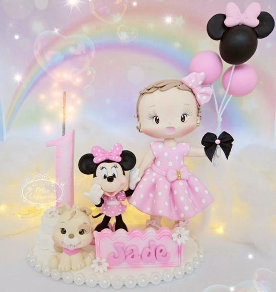 Topo de Bolo Minnie Mouse Personalizado em Biscuit