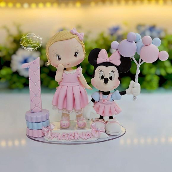 Topo de Bolo Minnie Mouse Personalizado em Biscuit