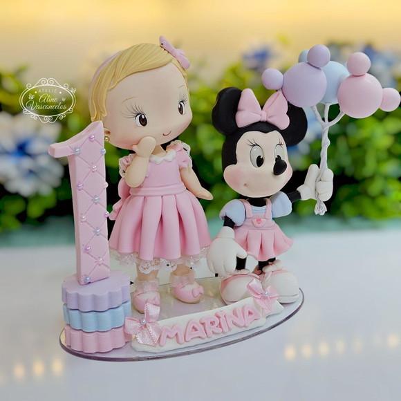 Topo de Bolo Minnie Mouse Personalizado em Biscuit