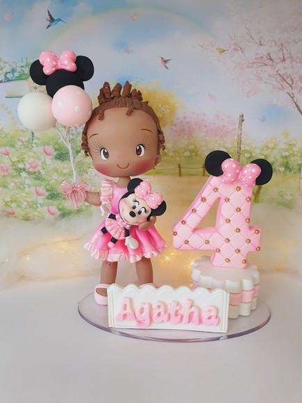 Topo de Bolo Minnie Mouse Personalizado em Biscuit