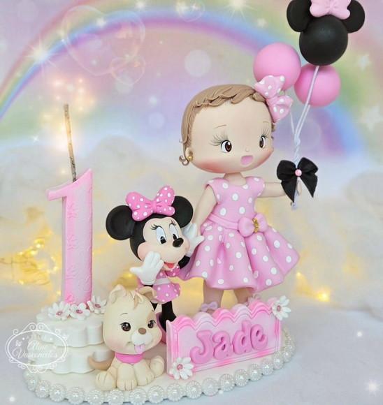 Topo de Bolo Minnie Mouse Personalizado em Biscuit