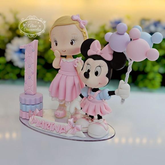 Topo de Bolo Minnie Mouse Personalizado em Biscuit