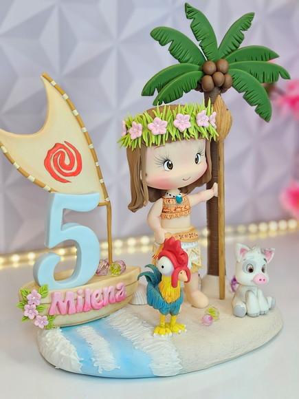 Topo de Bolo Moana Personalizada em Biscuit