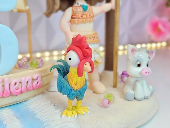 Topo de Bolo Moana Personalizada em Biscuit