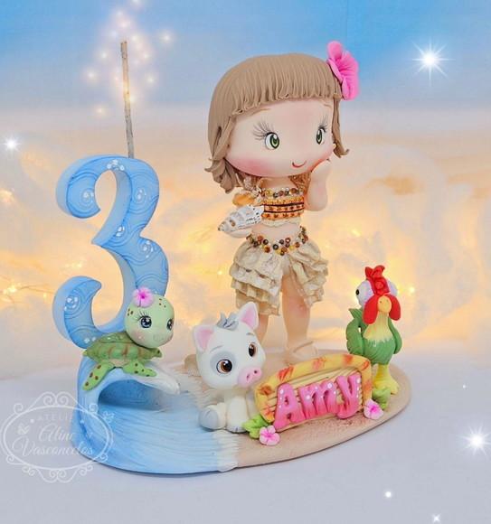 Topo de Bolo Moana Personalizada em Biscuit