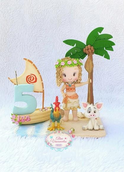 Topo de Bolo Moana Personalizada em Biscuit