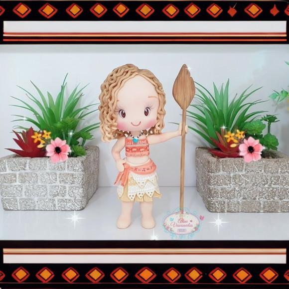 Topo de Bolo Moana Personalizada em Biscuit