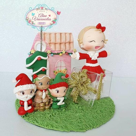 Topo de Bolo Natal Personalizado em Biscuit