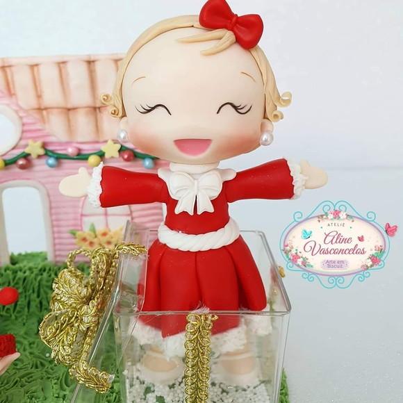 Topo de Bolo Natal Personalizado em Biscuit