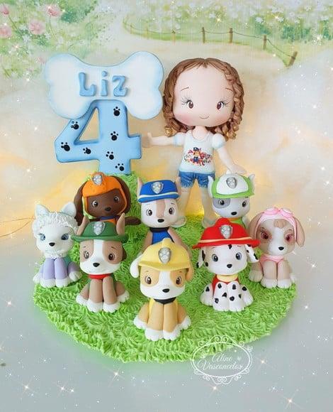 Topo de Bolo Patrulha Canina Personalizado em Biscuit