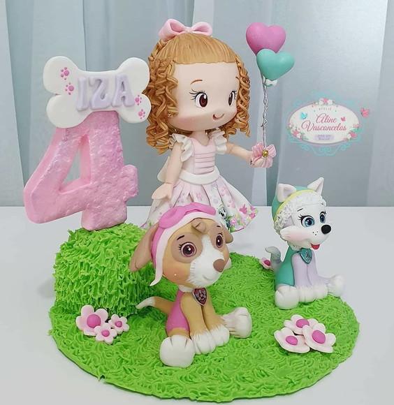 Topo de Bolo Patrulha Canina Personalizado em Biscuit