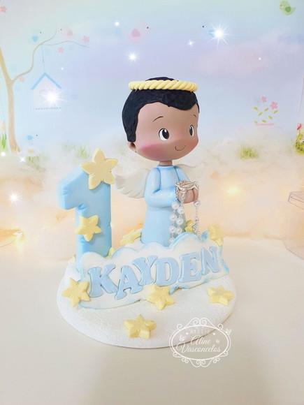 Topo de Bolo Personalizado Batizado em Biscuit