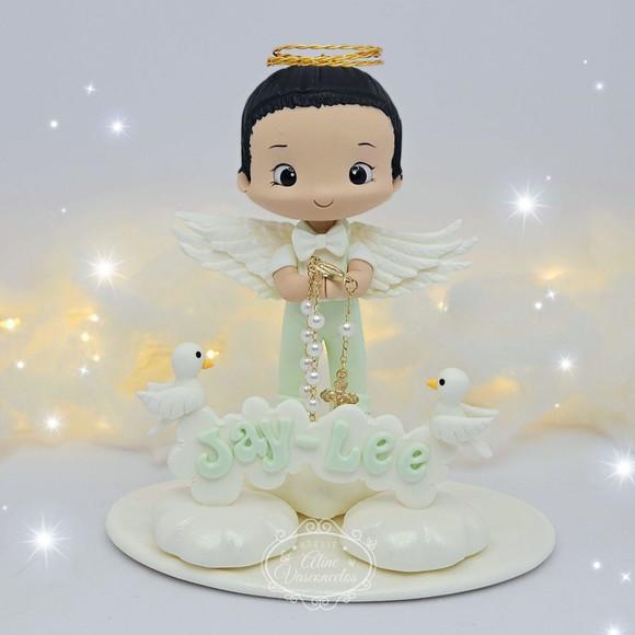 Topo de Bolo Personalizado Batizado em Biscuit