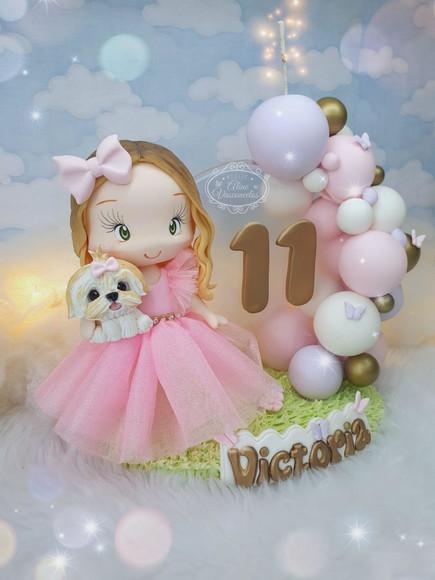Topo de Bolo Personalizado com Pet/cachorro em Biscuit