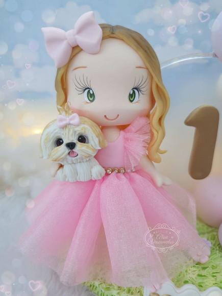 Topo de Bolo Personalizado com Pet/cachorro em Biscuit