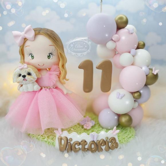 Topo de Bolo Personalizado com Pet/cachorro em Biscuit
