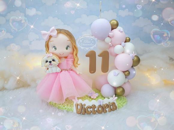 Topo de Bolo Personalizado com Pet/cachorro em Biscuit