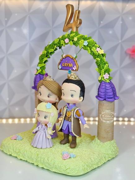 Topo de Bolo Personalizado Família Cinderela Biscuit
