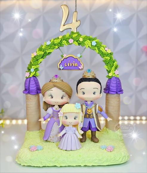 Topo de Bolo Personalizado Família Cinderela Biscuit