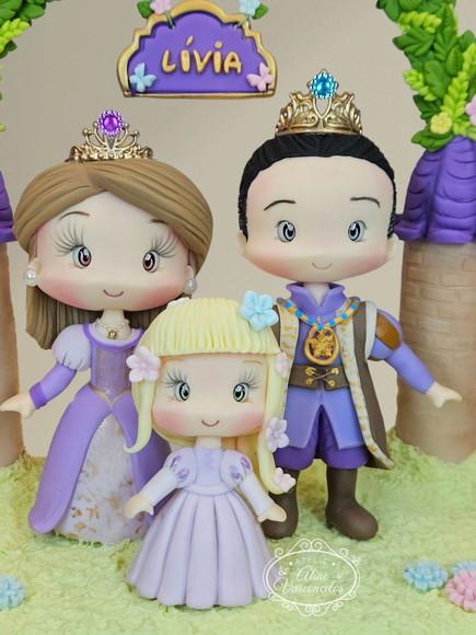 Topo de Bolo Personalizado Família Cinderela Biscuit