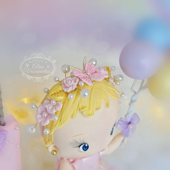 Topo de Bolo Personalizado Jardim Encantado em Biscuit