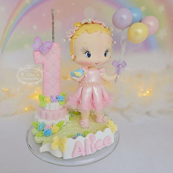 Topo de Bolo Personalizado Jardim Encantado em Biscuit