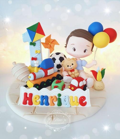 Topo de Bolo Personalizado Tema Brinquedos em Biscuit