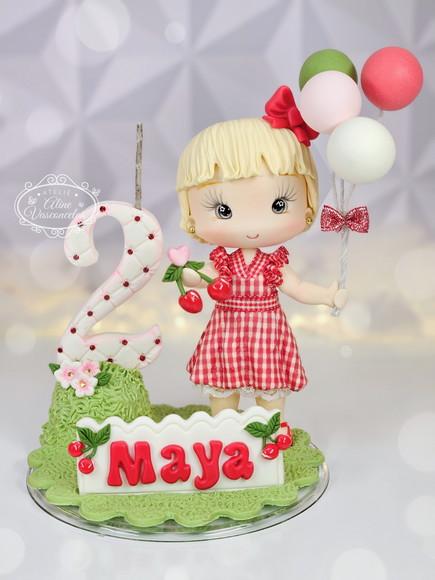 Topo de Bolo Personalizado Tema Cerejinha em Biscuit