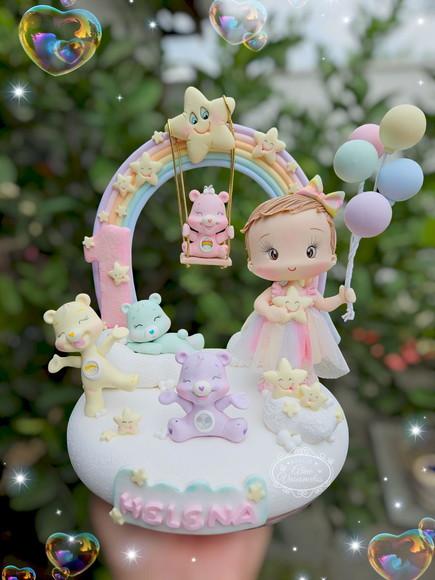 Topo de Bolo Personalizado Ursinhos Carinhosos Biscuit