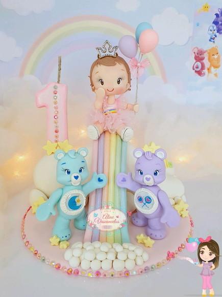 Topo de Bolo Personalizado Ursinhos Carinhosos Biscuit