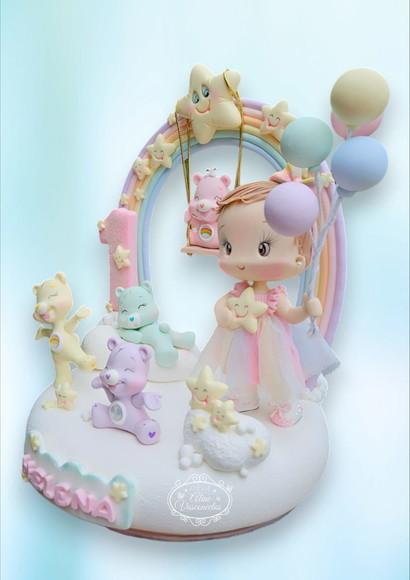 Topo de Bolo Personalizado Ursinhos Carinhosos Biscuit