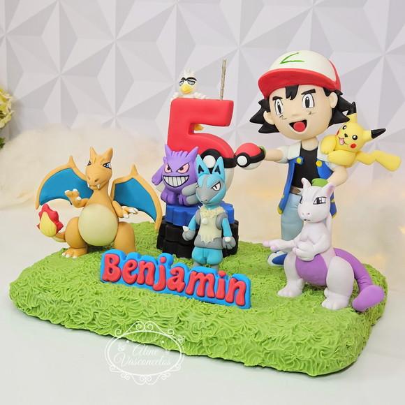 Topo de Bolo Pokemon em Biscuit