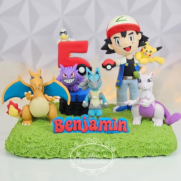 Topo de Bolo Pokemon em Biscuit