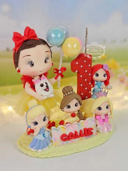 Topo de Bolo Princesas Disney em Biscuit