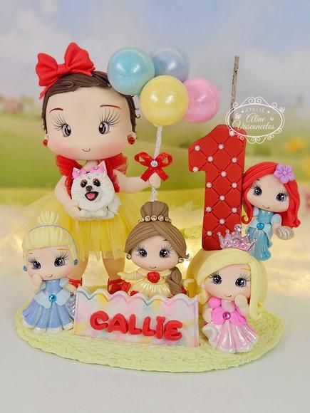 Topo de Bolo Princesas Disney em Biscuit