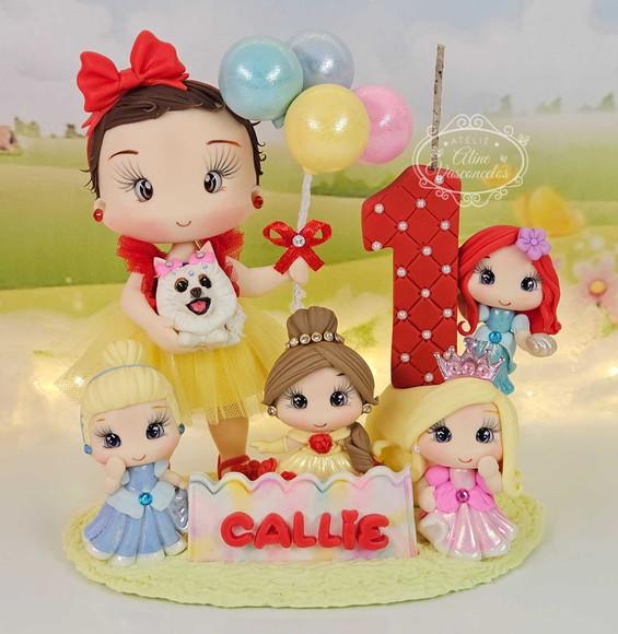 Topo de Bolo Princesas Disney em Biscuit
