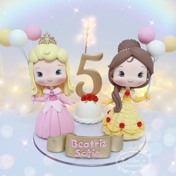 Topo de Bolo Princesas Disney em Biscuit