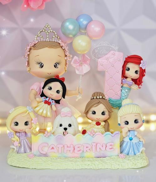 Topo de Bolo Princesas Disney Personalizado em Biscuit