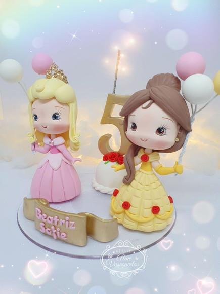 Topo de Bolo Princesas Disney em Biscuit